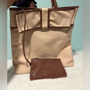 Authentic Red Valentino Tote canvas and leather. Pre-owned. Made in Italy.